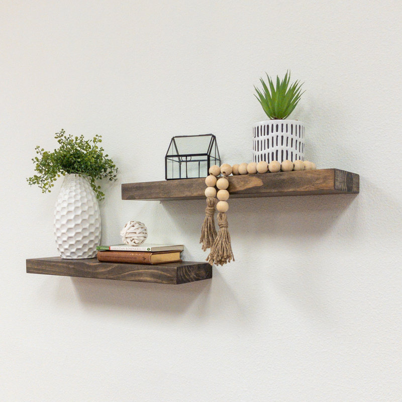 Birch Lane™ Grant 2 Piece Pine Solid Wood Floating Shelf & Reviews